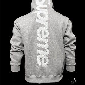 Grey Supreme Cotton Appliqué Hoodie